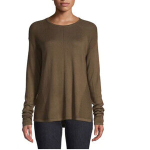 Lord & Taylor Ribbed Raglan Sleeve Sweater In Khaki Sand Size L